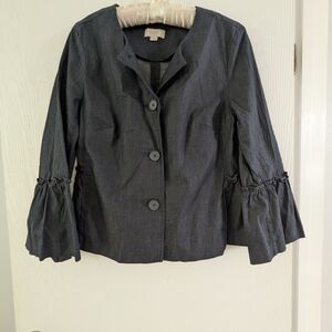 LOFT Women's Denim Blazer with Flared Sleeves Small